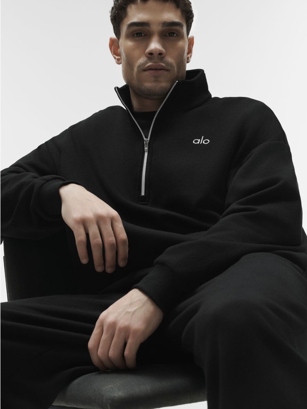 Alo Yoga Accolade 1/4 Zip Pullover Black Small Men’s Sweatshirt